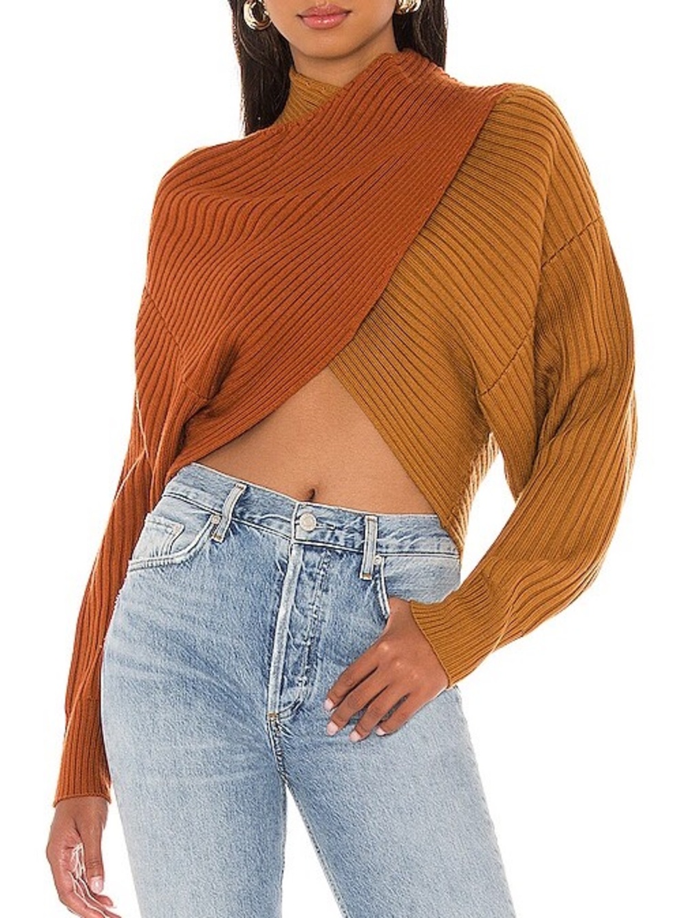 AMUR Milena Colorblock Crop Sweater
